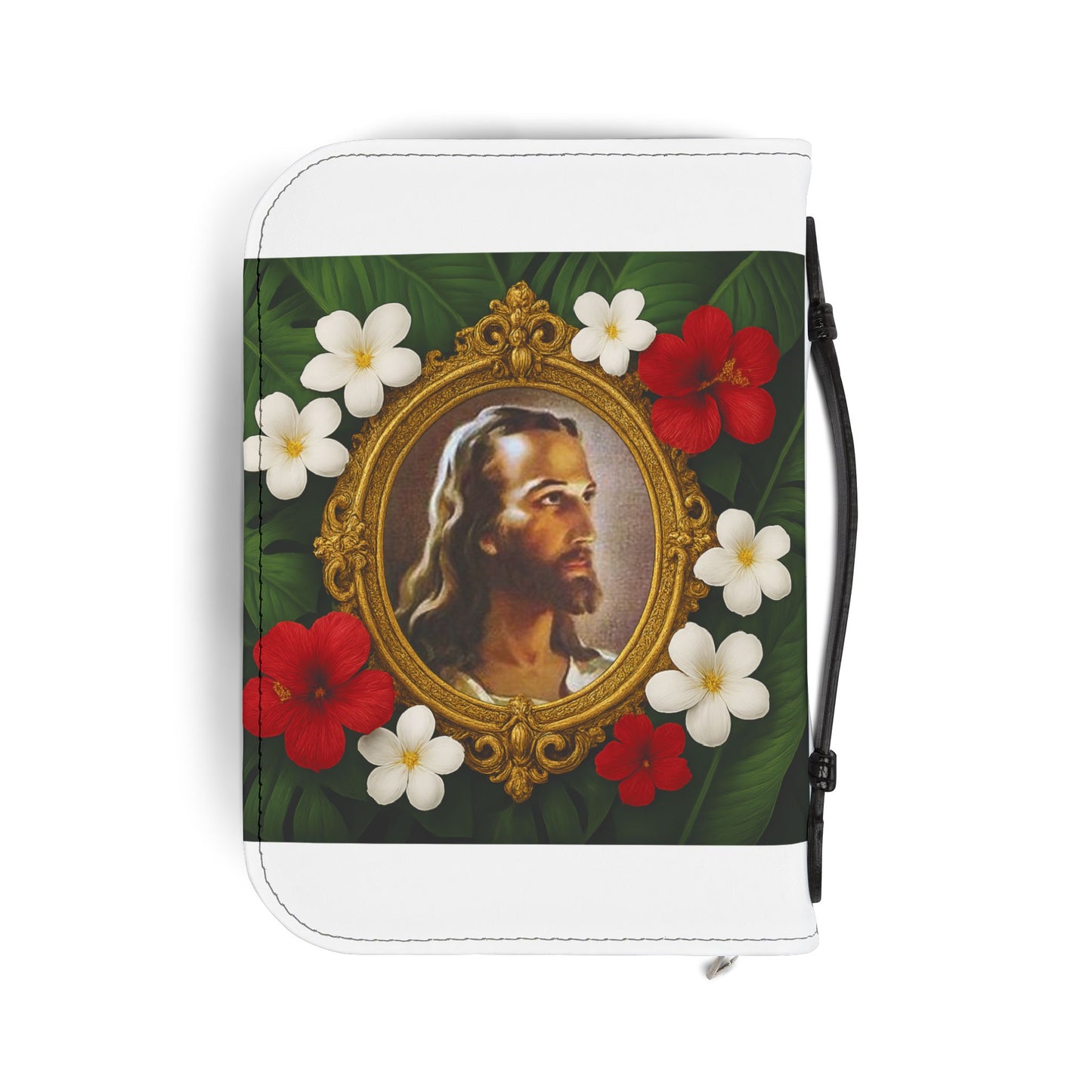 Tropical Jesus Bible Cover, White / Floral Bible Cover Protector, Christian Church Accessories