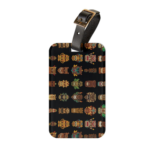 Luggage Tag - Tiny Tiki Dudes, Black