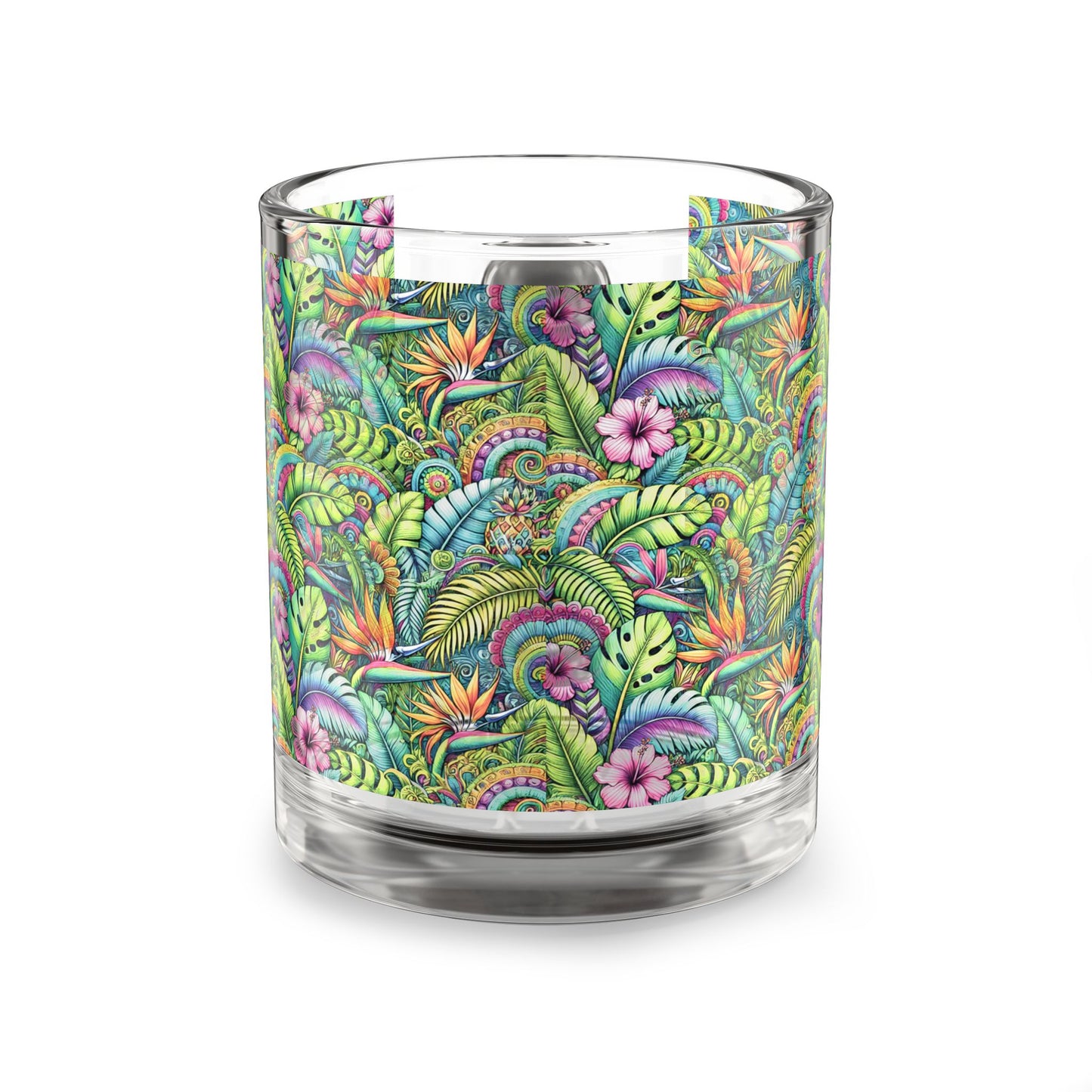 Tropical Glass Mug - 10oz Coffee Cup / Tropical Blooms