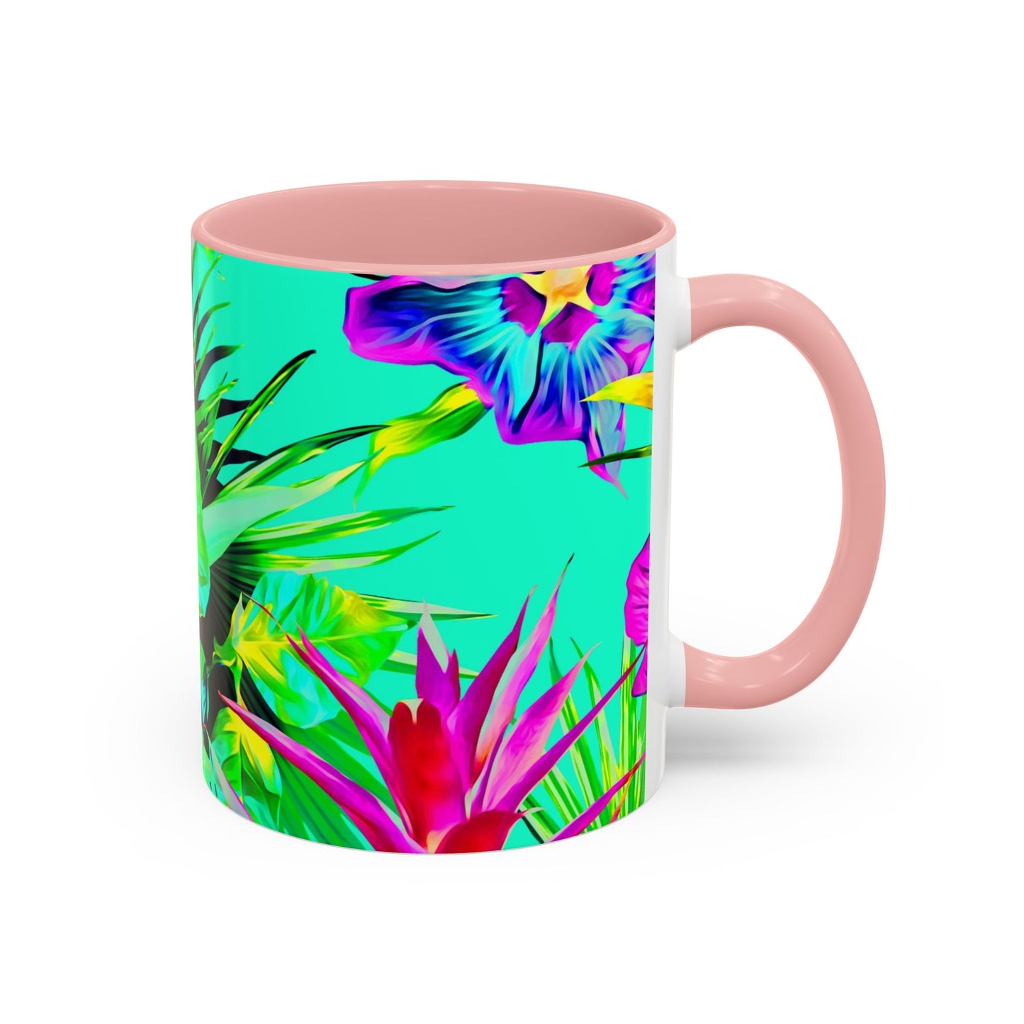 Accent Coffee Mug (11, 15oz), Plant Palooza, turquoise / Various Colors