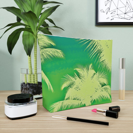 Tropical Cotton Cosmetic Bag, Makeup Pouch, 5 Sizes / Palm Glow, Green