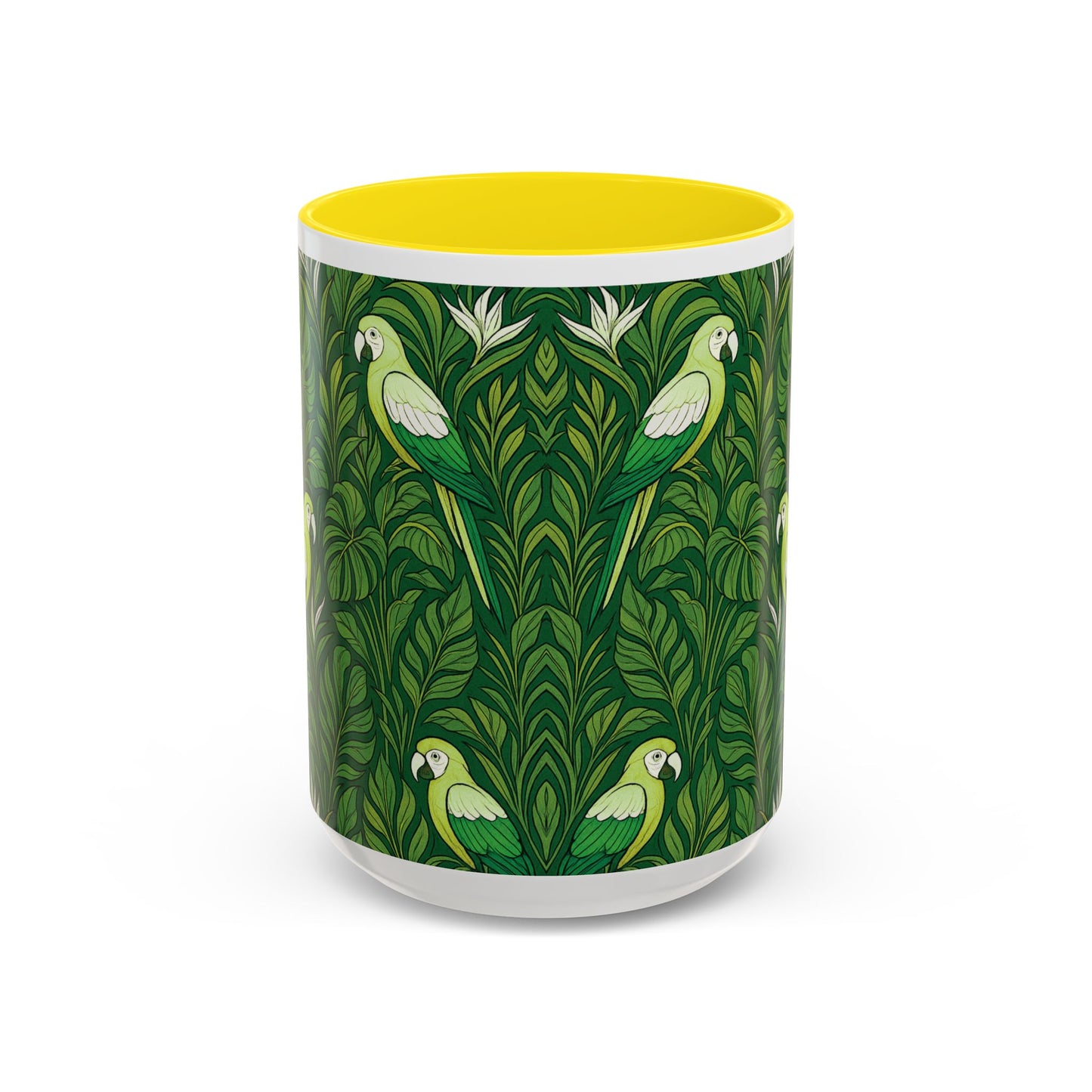 Accent Coffee Mug (11, 15oz), 8 Colors - Parrot Family, Lime