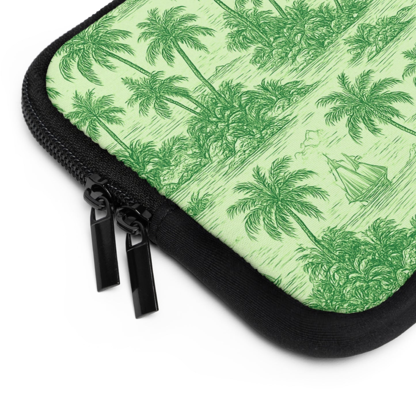 Tropical Laptop Sleeve, 5 Sizes - Perfect for Beach Lovers & Students / Faraway Toile, Green