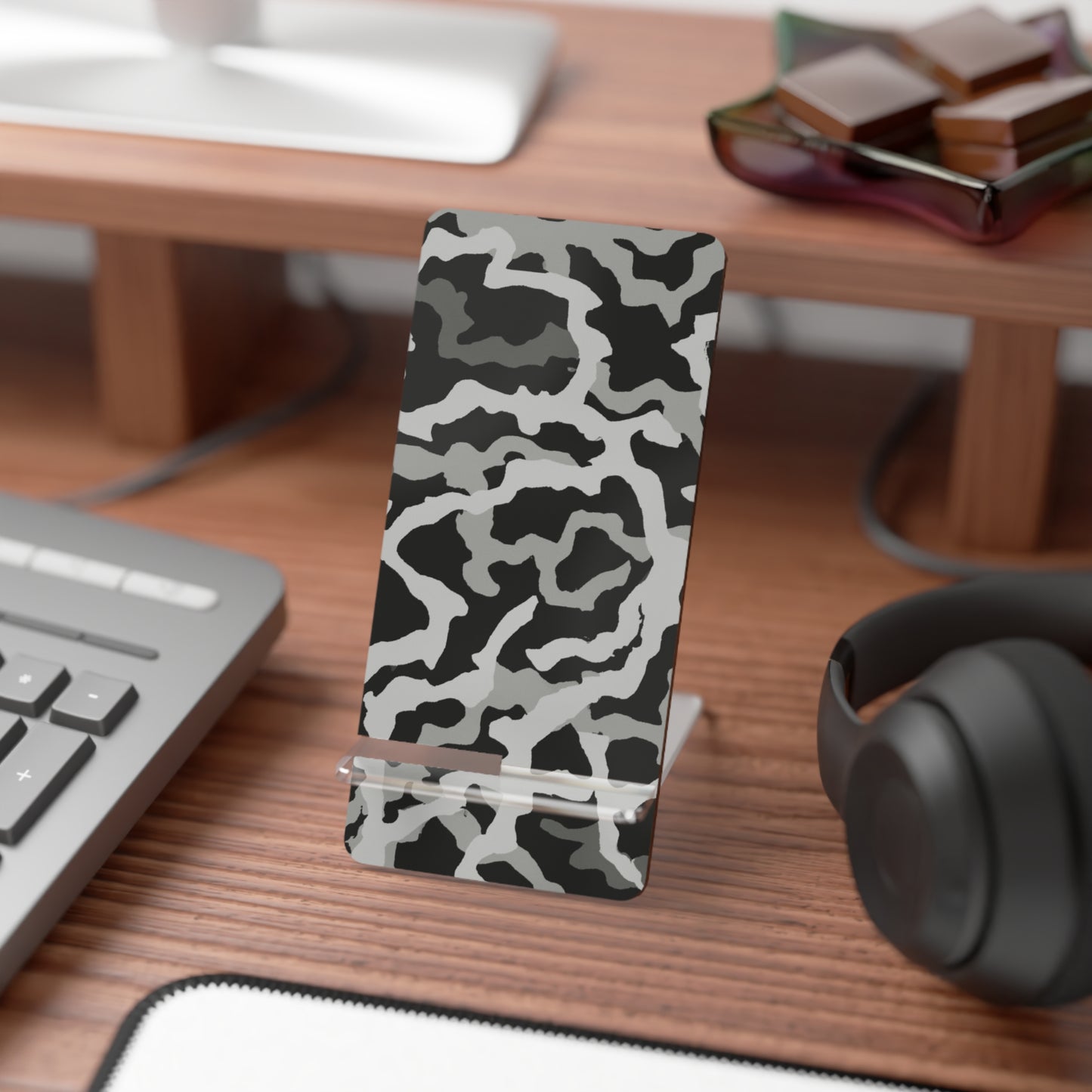 Tropical Smartphone Display Stand with Coral Threads/Noir