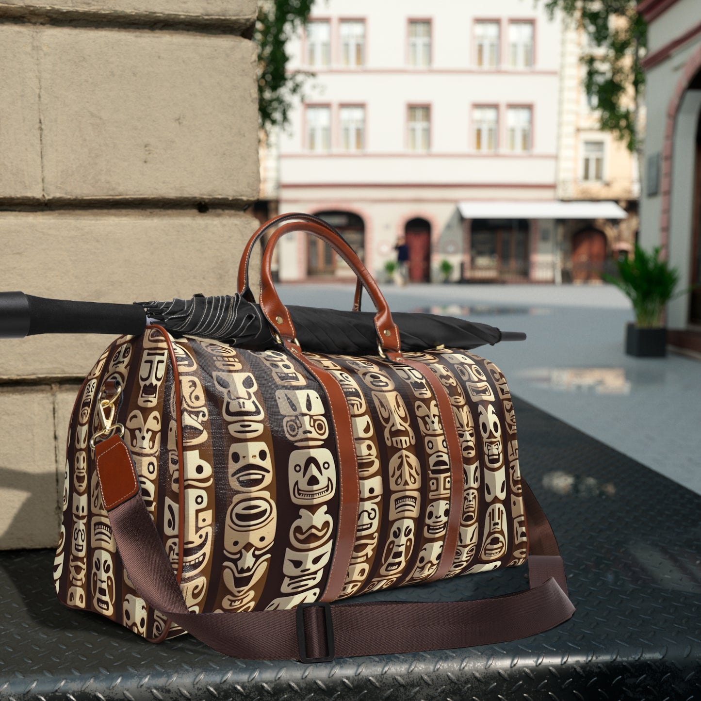 Tropical Waterproof Travel Bag - Perfect for Beach Getaways / Funny Tiki Totems