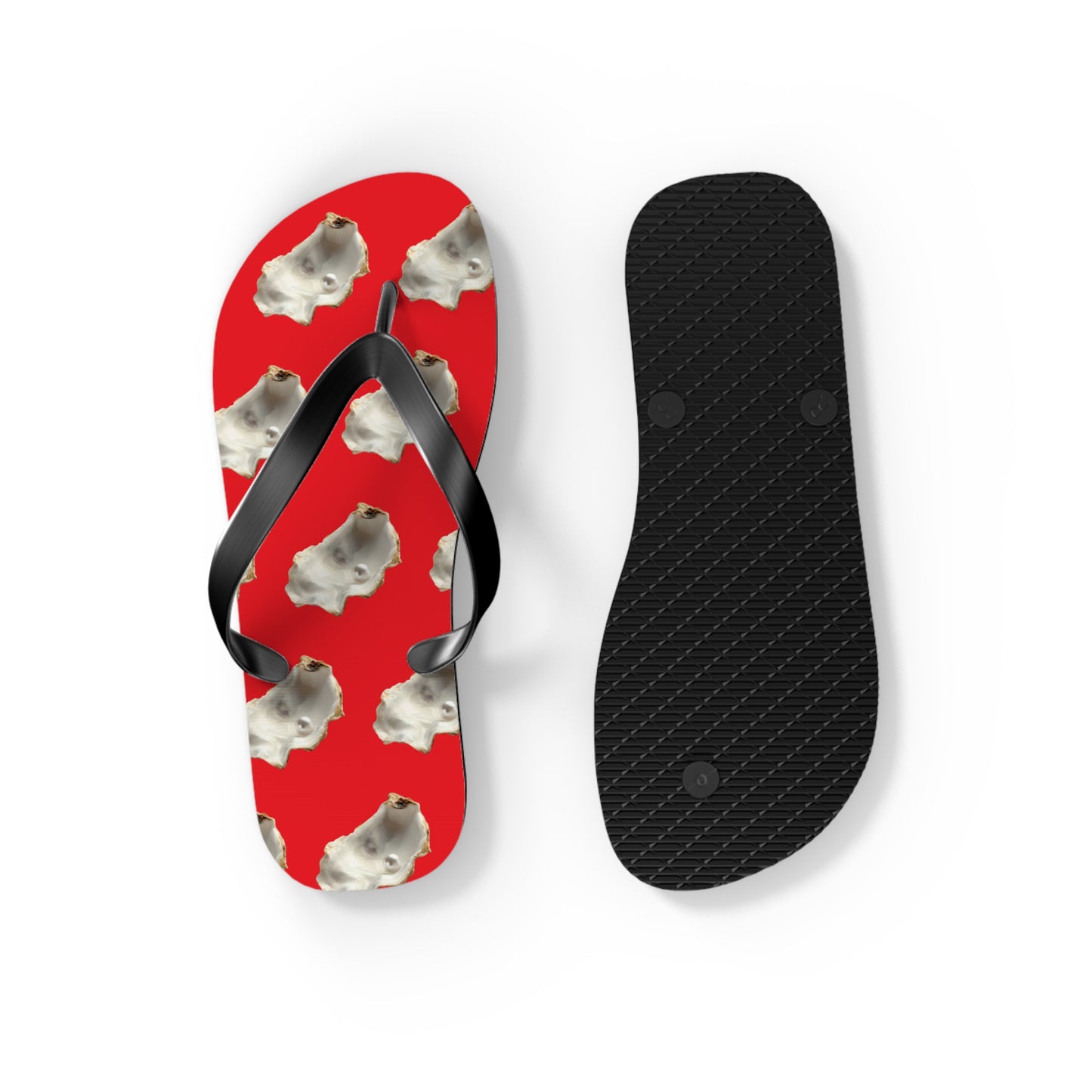 Flip Flops - White Pearl Oyster, red