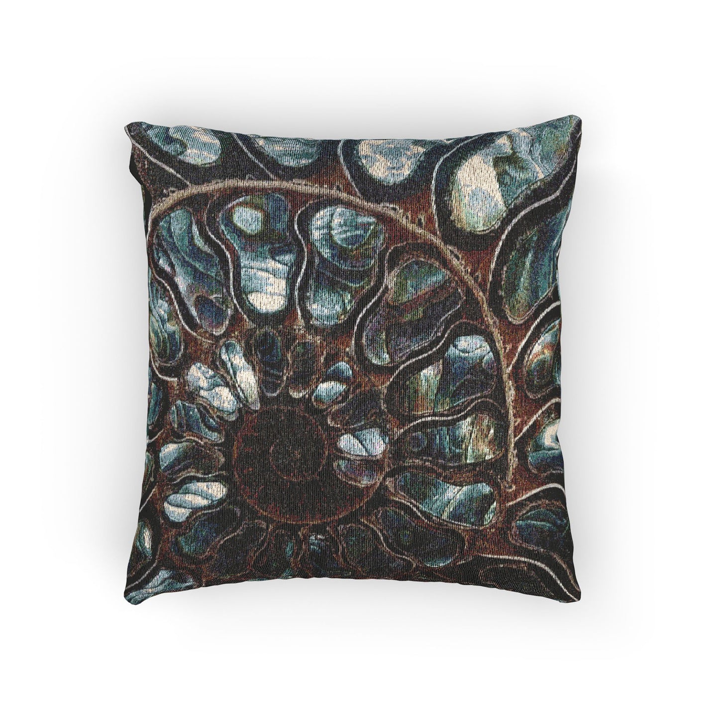 Woven Pillow, 17"W x 18"L ~ Ammonite and Abalone