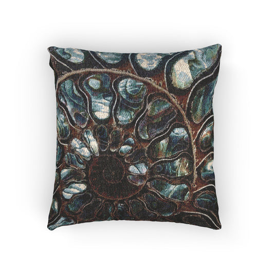 Woven Pillow, 17"W x 18"L ~ Ammonite and Abalone