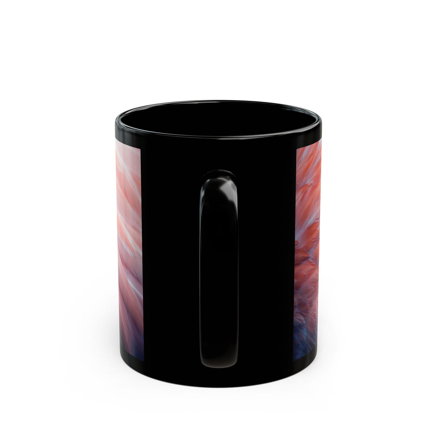 Black Mug (11oz, 15oz), Real Flamingo Feathers