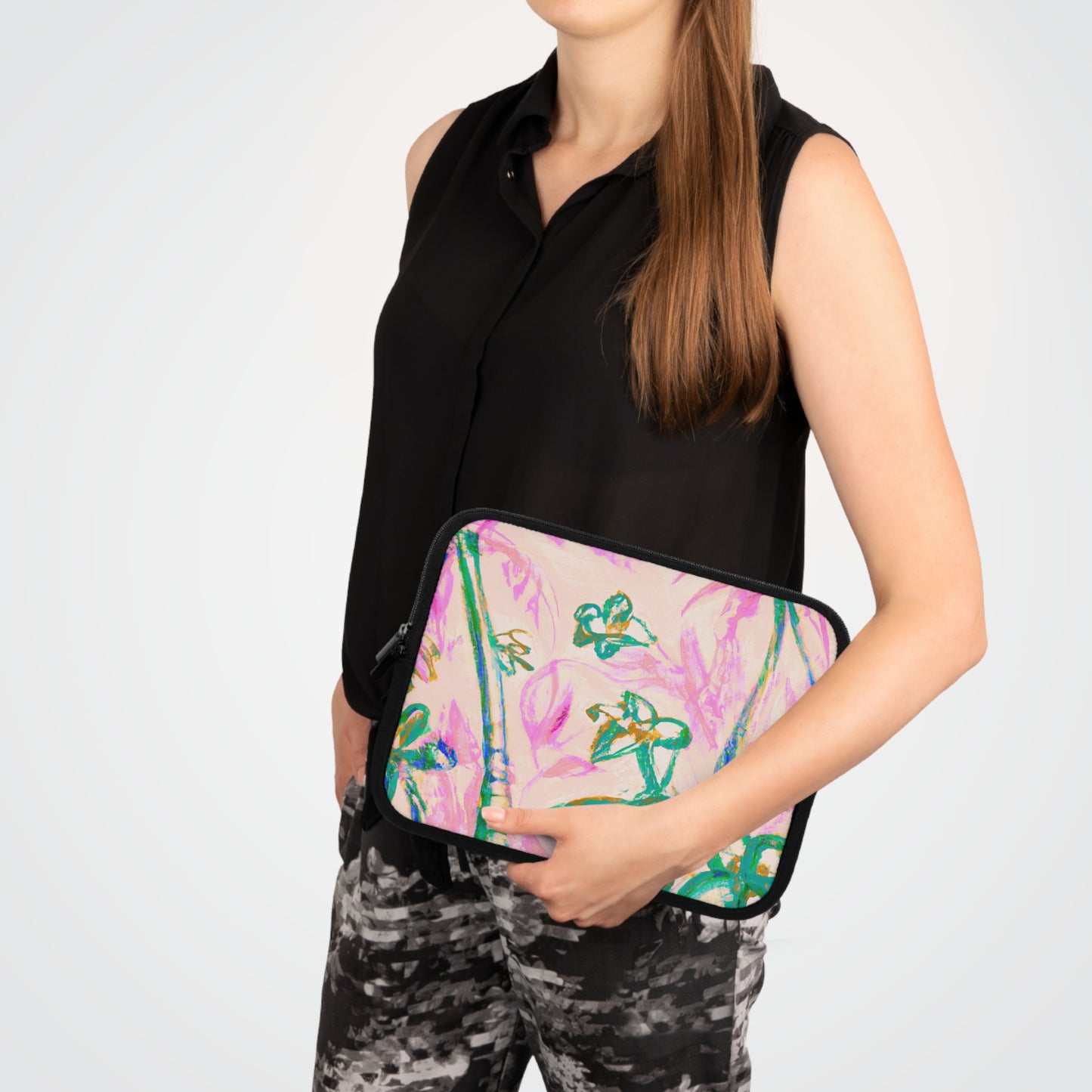 Tropical Laptop Sleeve, 5 Sizes - Perfect for Beach Lovers & Students / Tropical Doodles, Pink