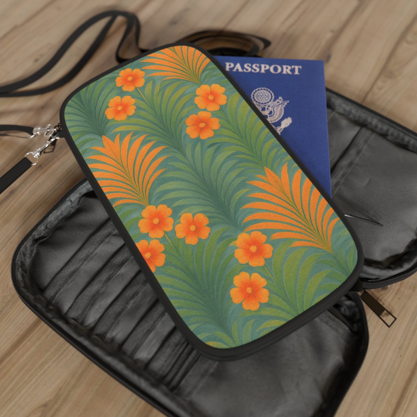 Passport Wallet – Perfect for Travelers & Adventurers / Sunrise Palms, Orange