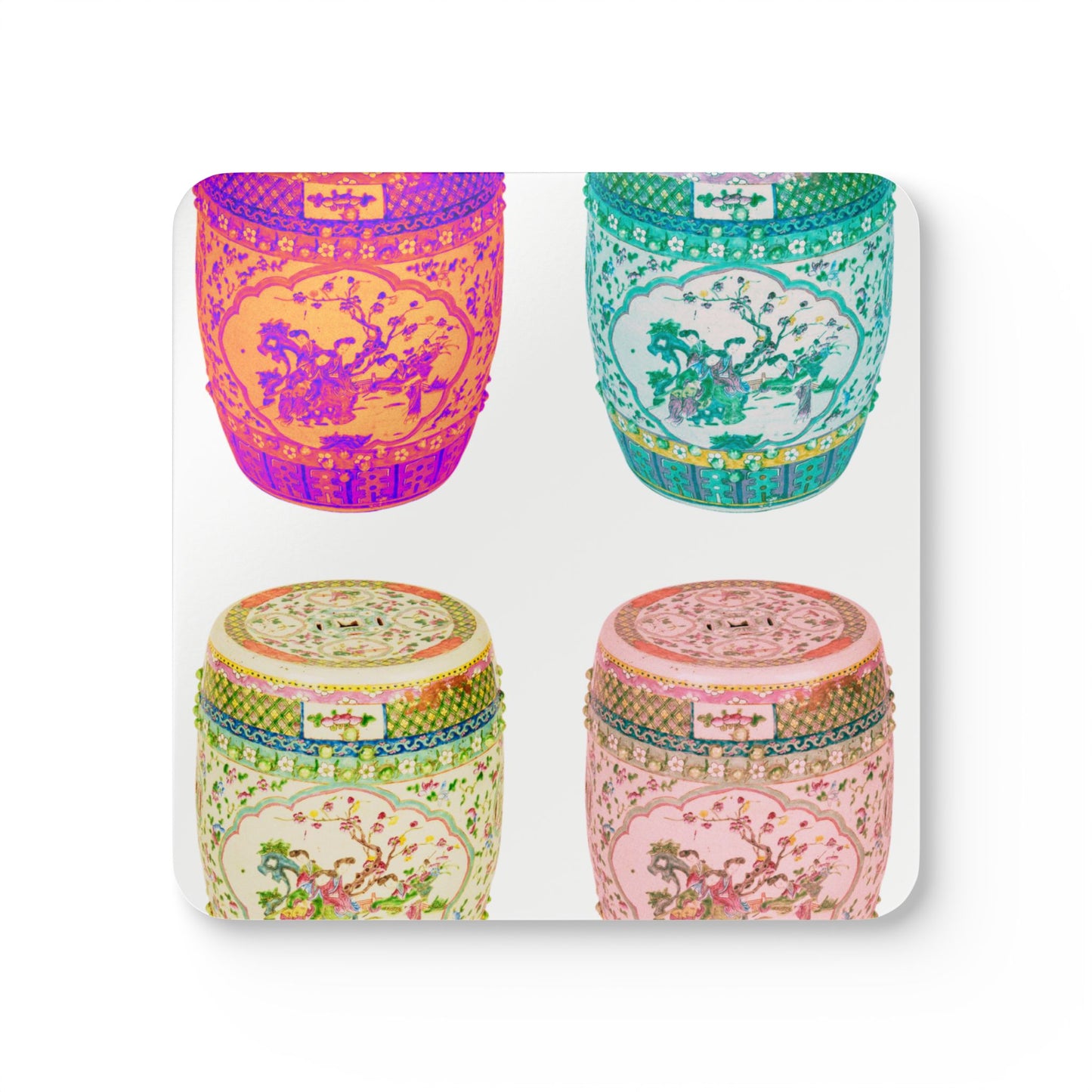 Coaster Set - Pop Art Porcelain Stools, White