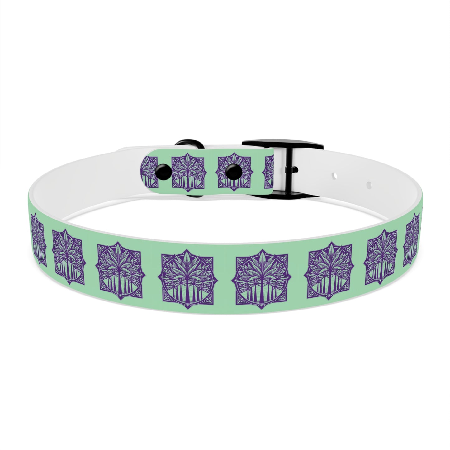 Dog Collar - Deco Palm Trees, Mint Green