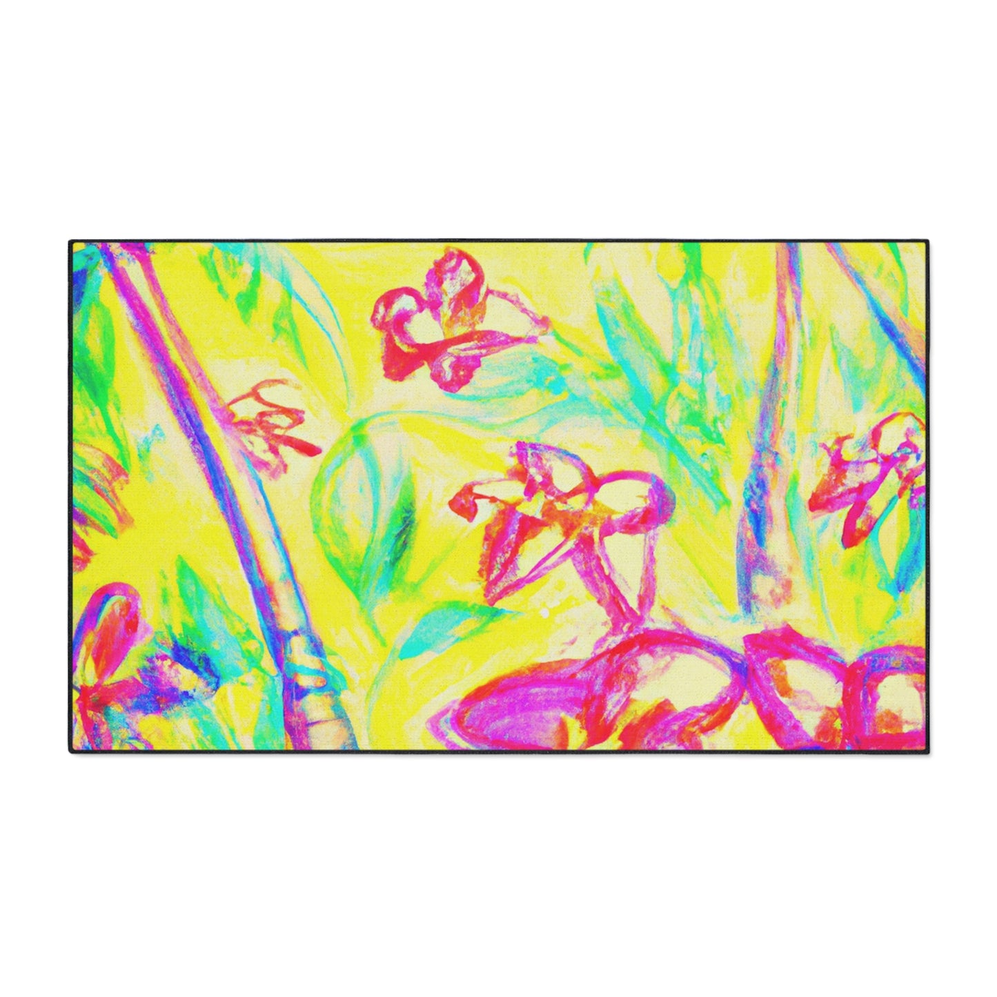 Heavy Duty Floor Mat, 5 Sizes – Tropical Area Rug for Home Décor / Tropical Doodles, Yellow