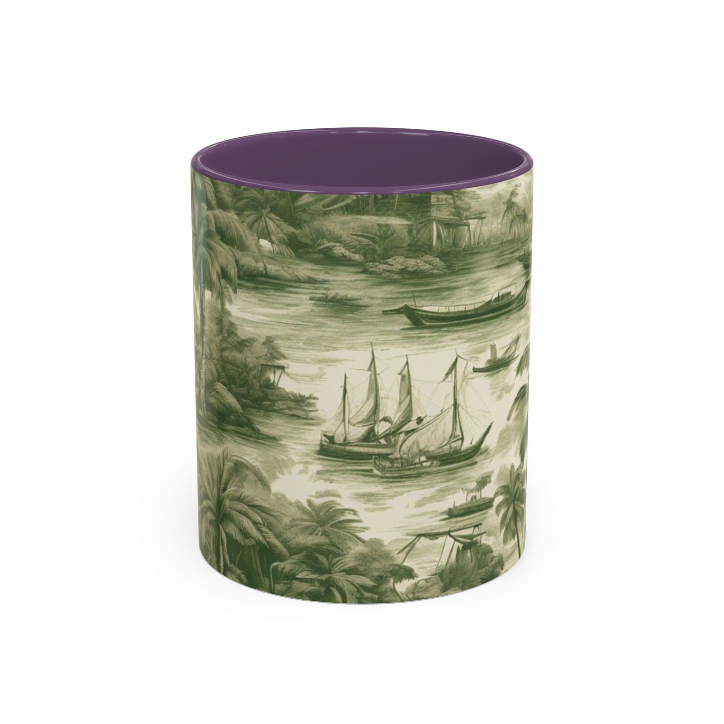 Accent Coffee Mug (11, 15oz), Tropical Toile #1, Various Colors