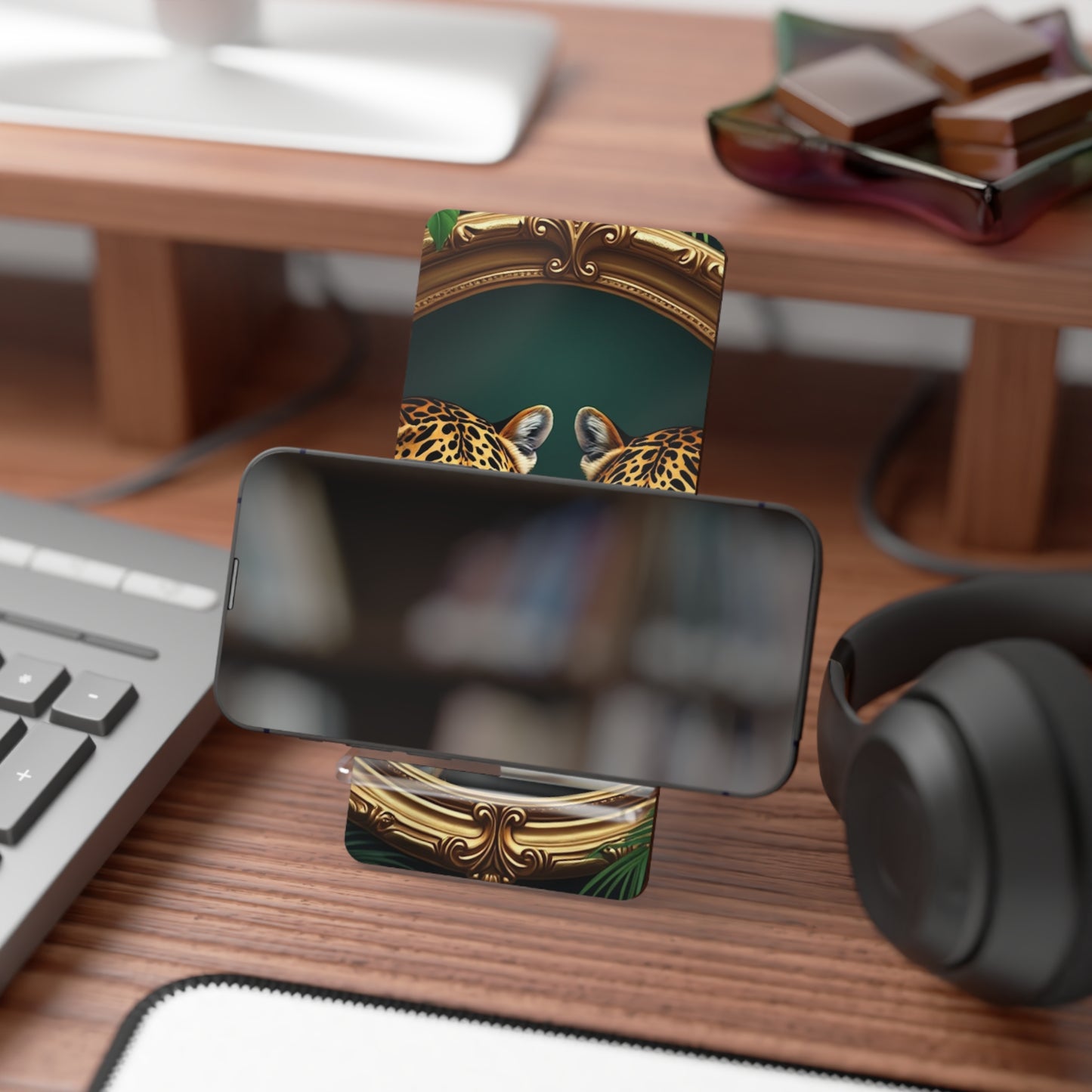 Mobile Display Stand for Smartphones, Framed Jaguars