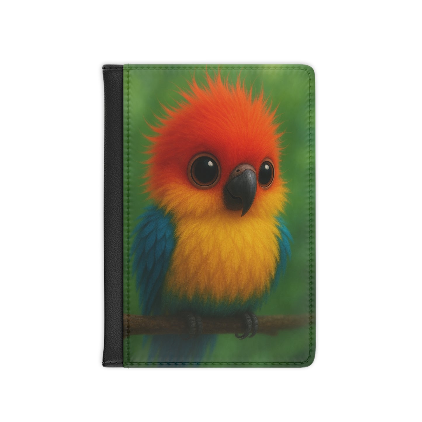 Tropical Passport Cover, Faux Leather - RFID blocking for travel security / Rainforest Baby Parrot