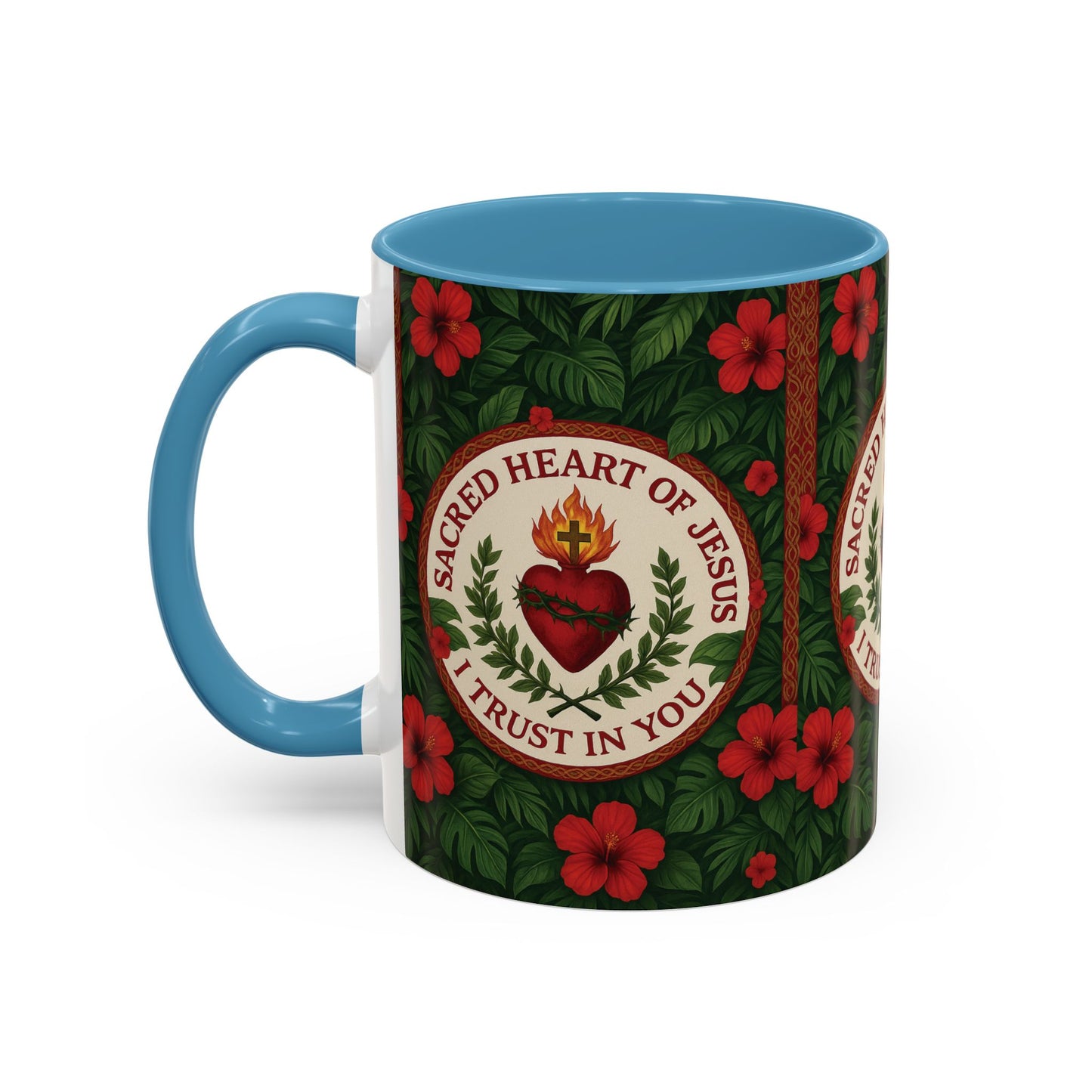 Religious Accent Color Coffee Mug (11, 15oz) / Sacred Heart of Jesus Prayer, Various Colors