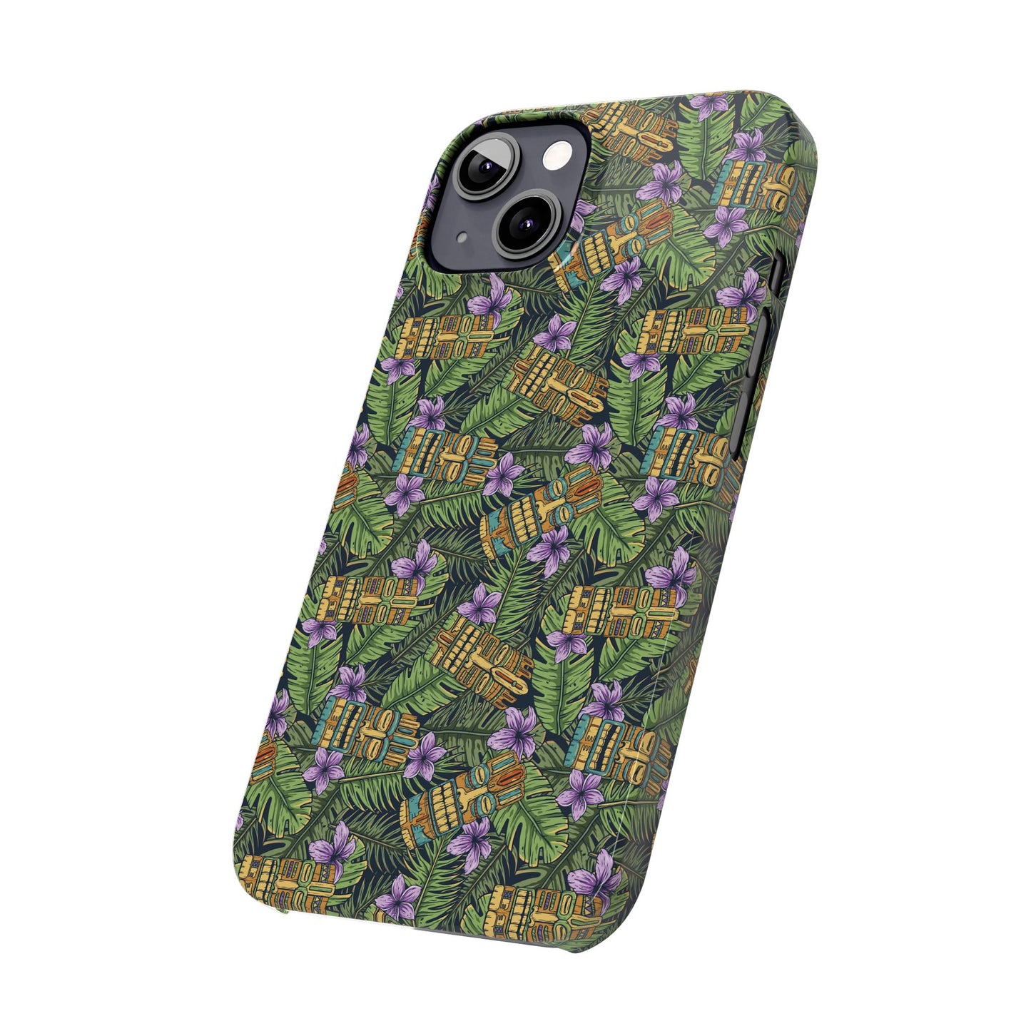 Slim Phone Cases - Tiki Purple Greenery