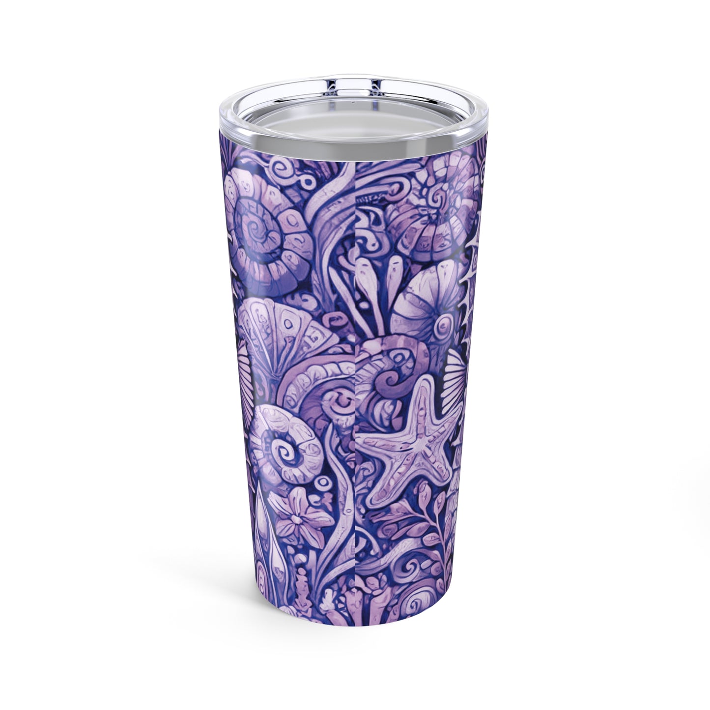 20oz Tropical Glossy Tumbler, Stainless Steel / Seahorse Trio, Amethyst
