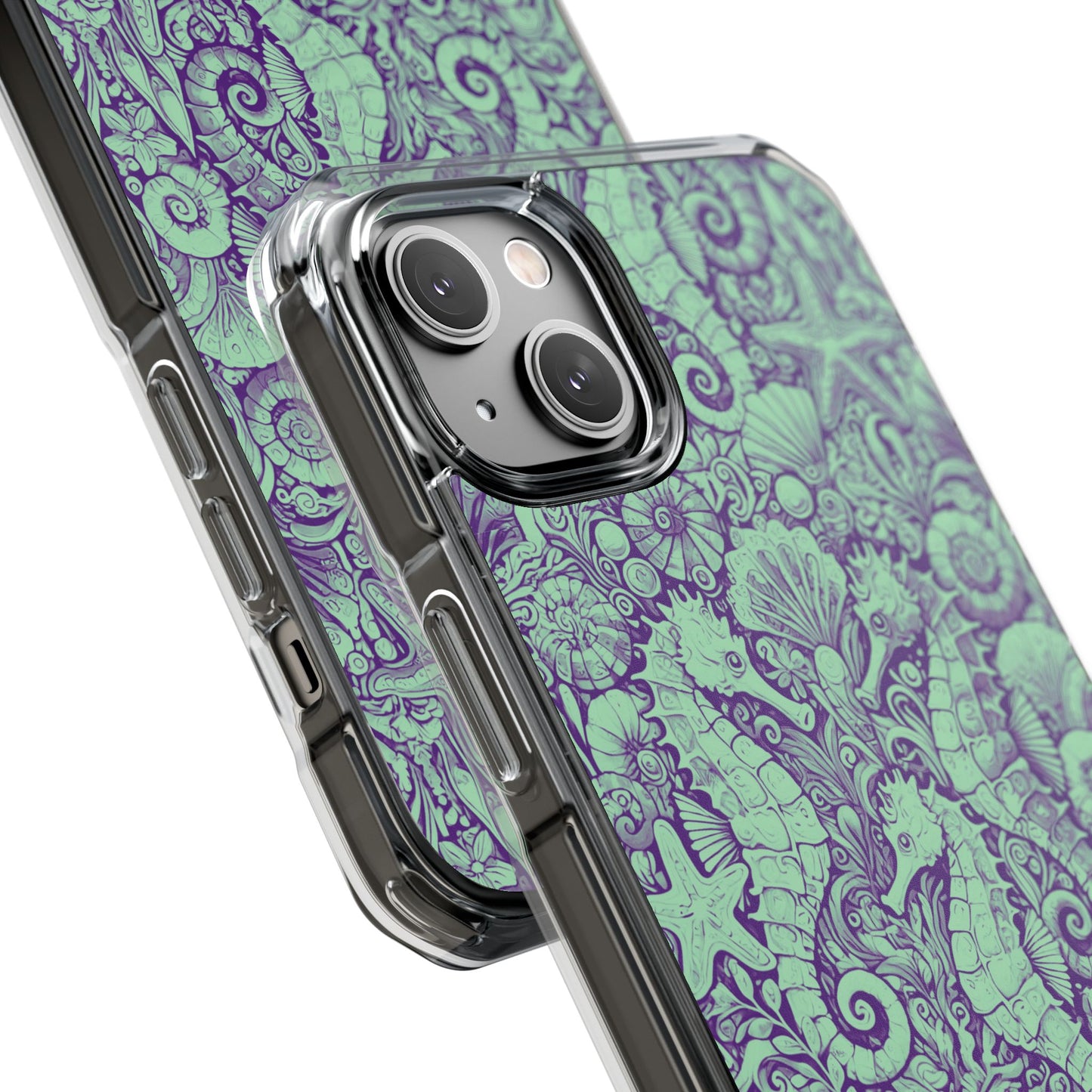 Seahorses/Minty Magnetic Clear Phone Case, Many Models