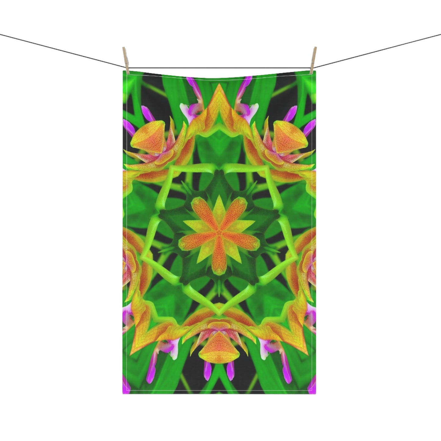 Tea Towels (cotton, poly), Orchid Kaleidoscope #2