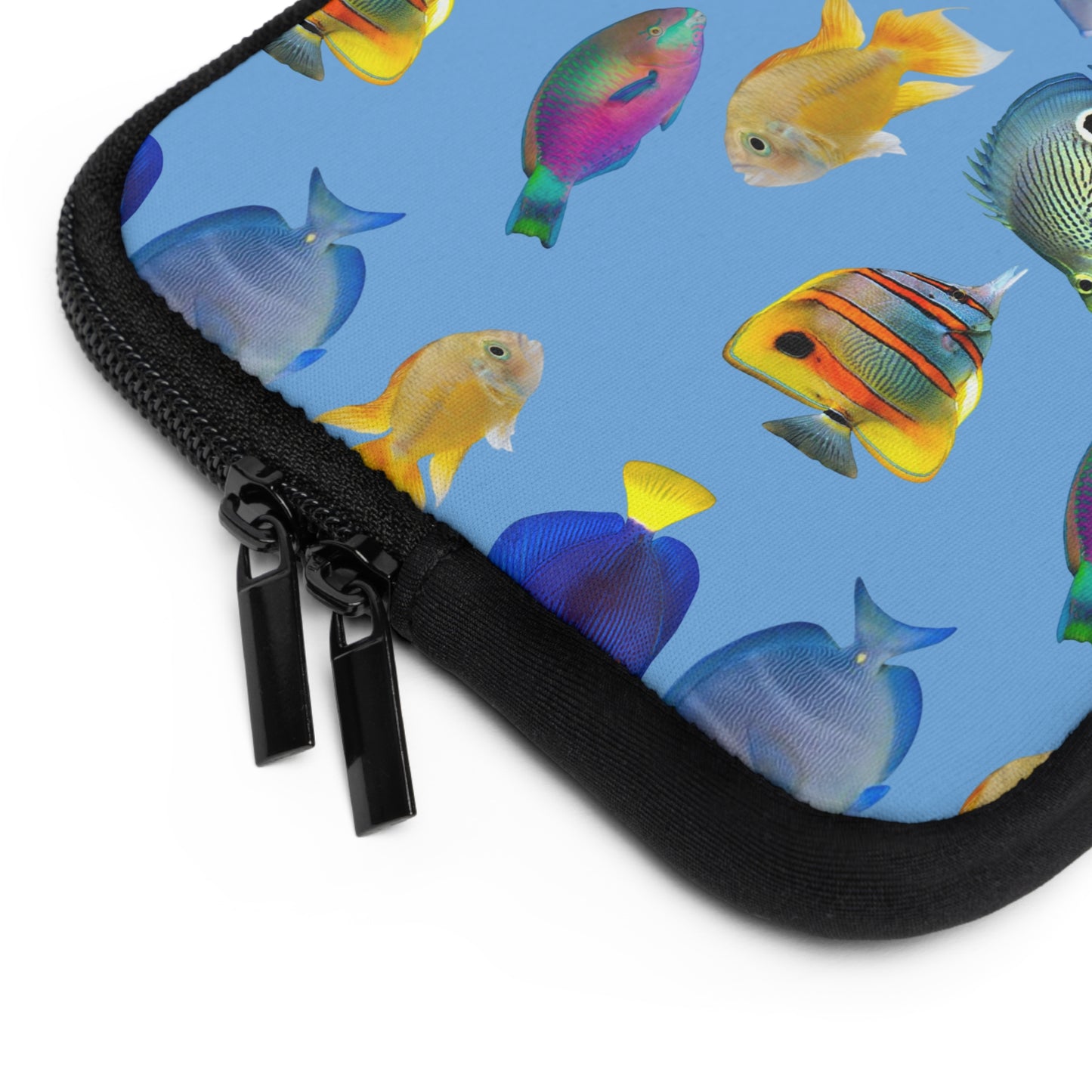 Tropical Laptop Sleeve, 5 Sizes - Perfect for Ocean Lovers & Students / School of Fish, Light Blue