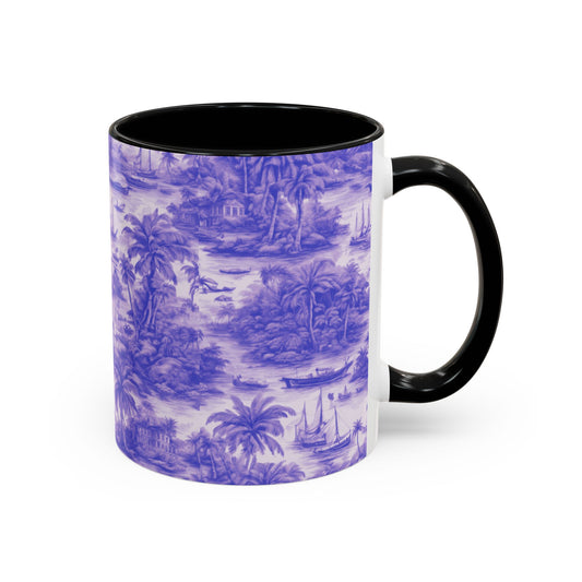 Accent Coffee Mug (11, 15oz), 8 Colors - Tropical Toile #1, purple