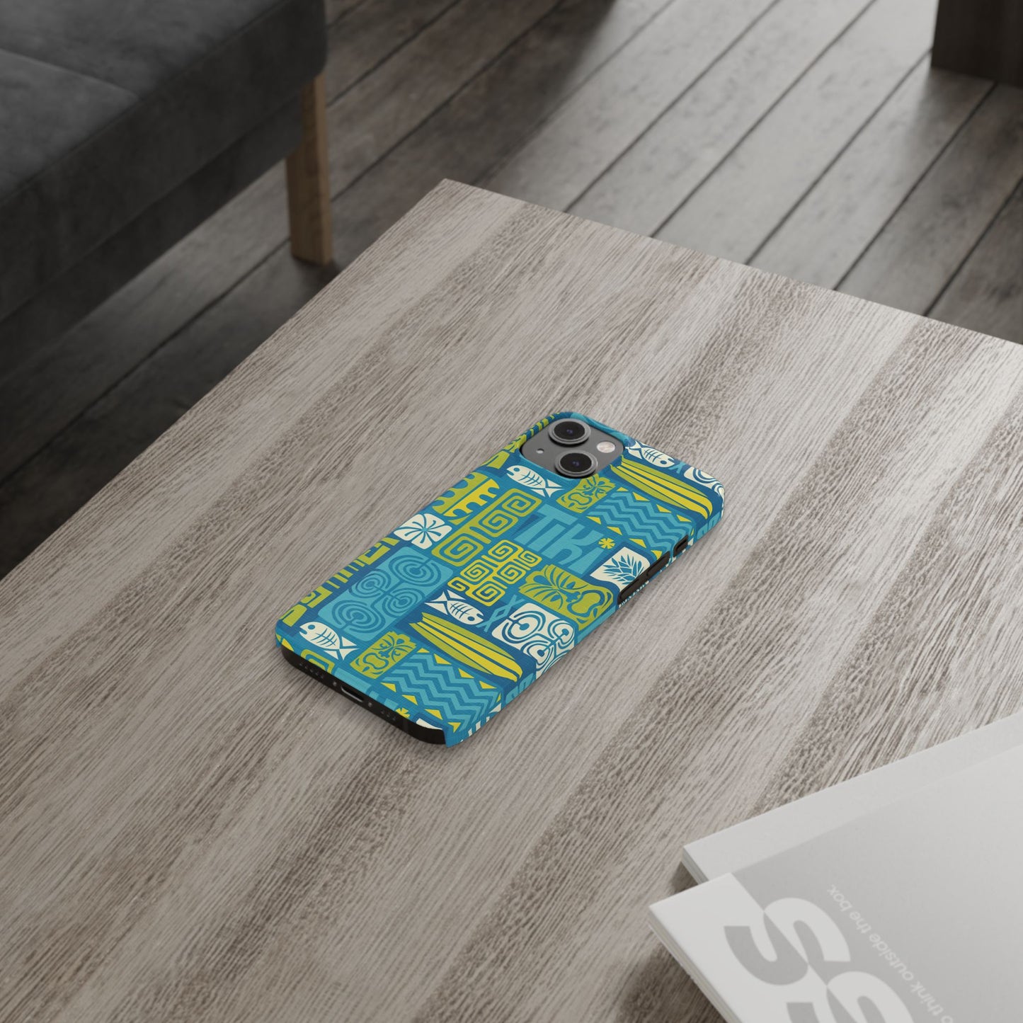 Slim Phone Cases - Tiki Poster Blue