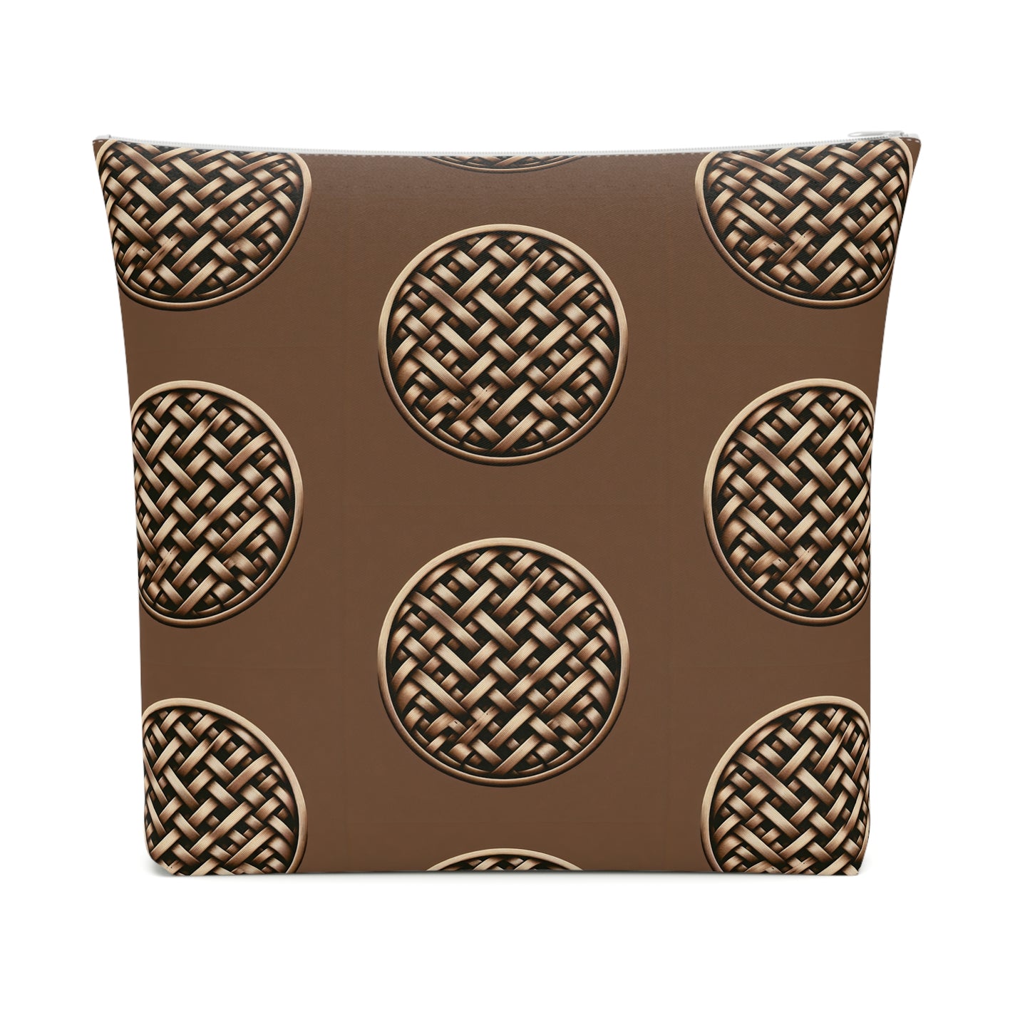 Tropical Cotton Cosmetic Bag - Makeup Pouch, 5 Sizes / Brown Wicker Button