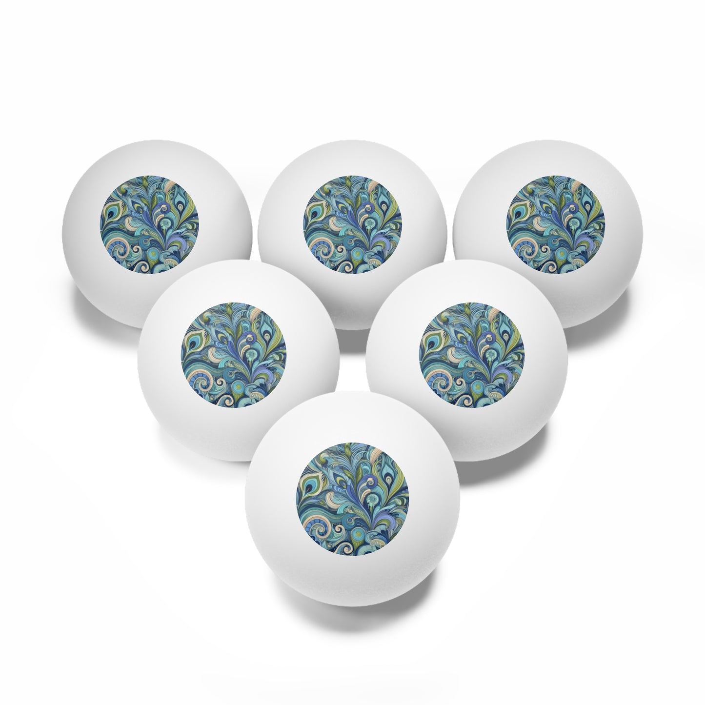 Tropical Paradise Ping Pong Balls - 6 Pack with Feather Currents Blue
