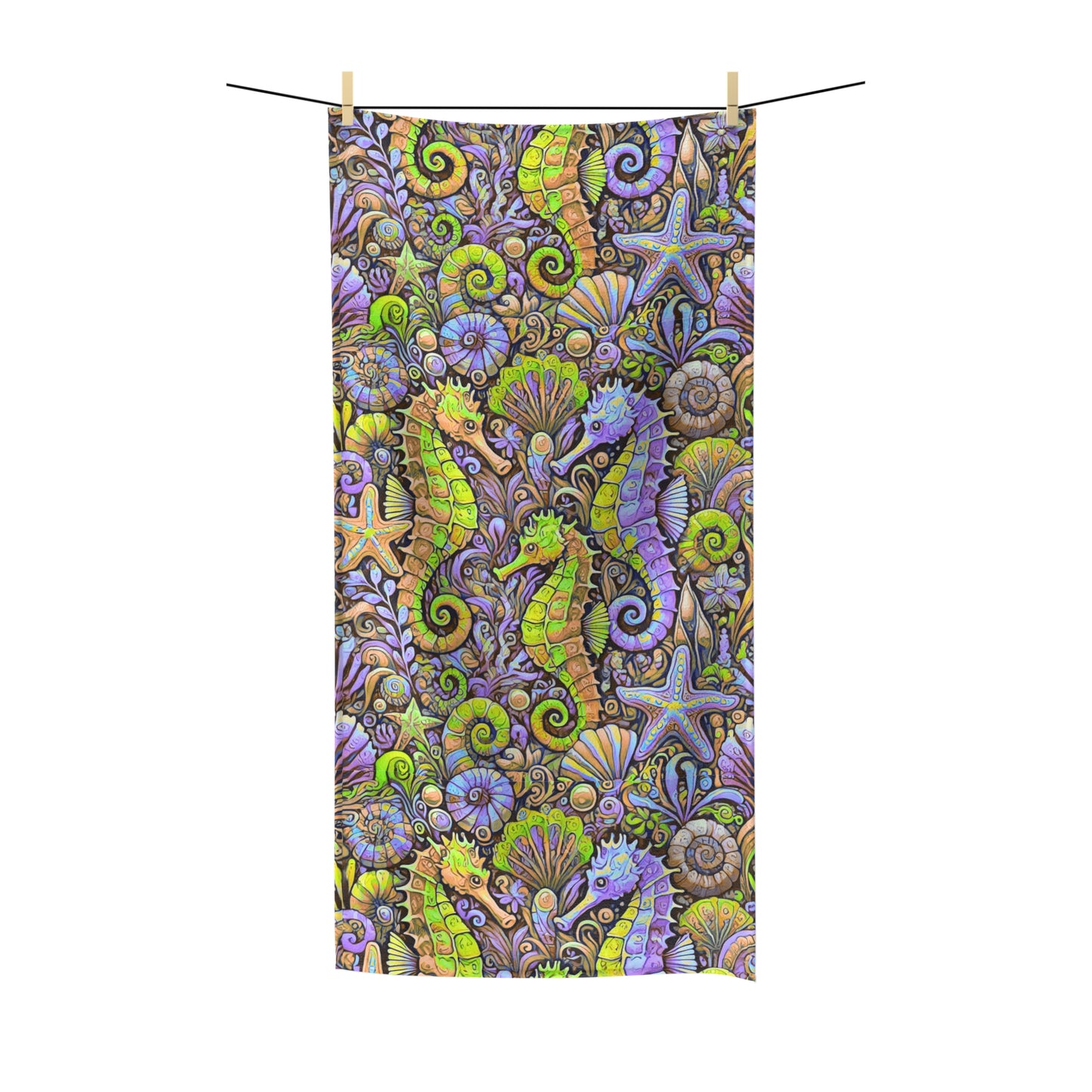 Seahorse Trio/Purple Polycotton Towel
