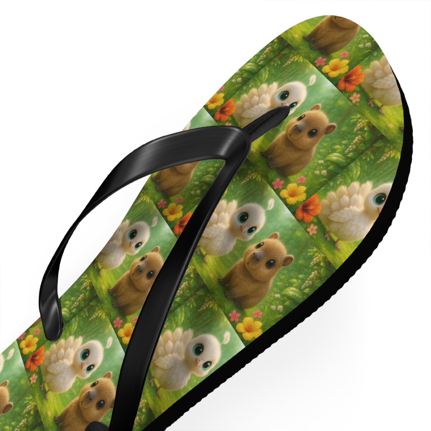 Flip Flops - Baby White Peacock and Baby Capybara