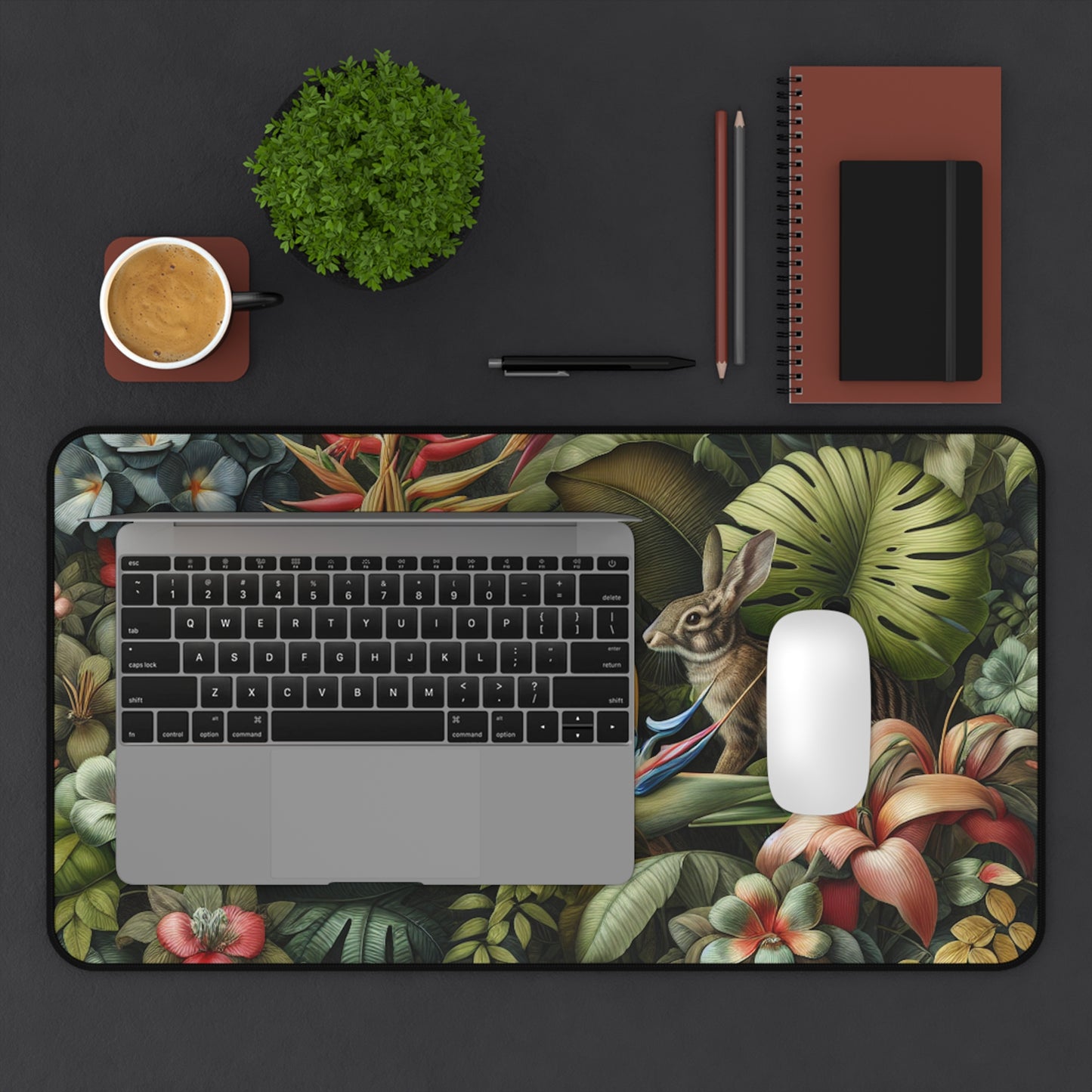 Tropical Mouse Pad/Desk Mat, 3 Sizes - Perfect for Home Office / Rainforest Rabbit Outing