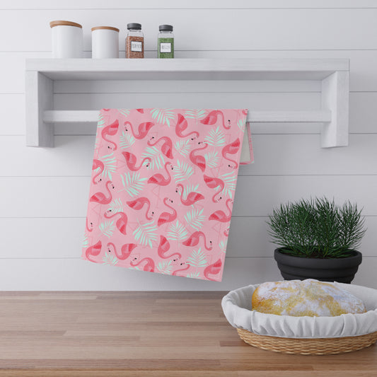 Tea Towels (cotton, poly) - Flamingo and White Palms