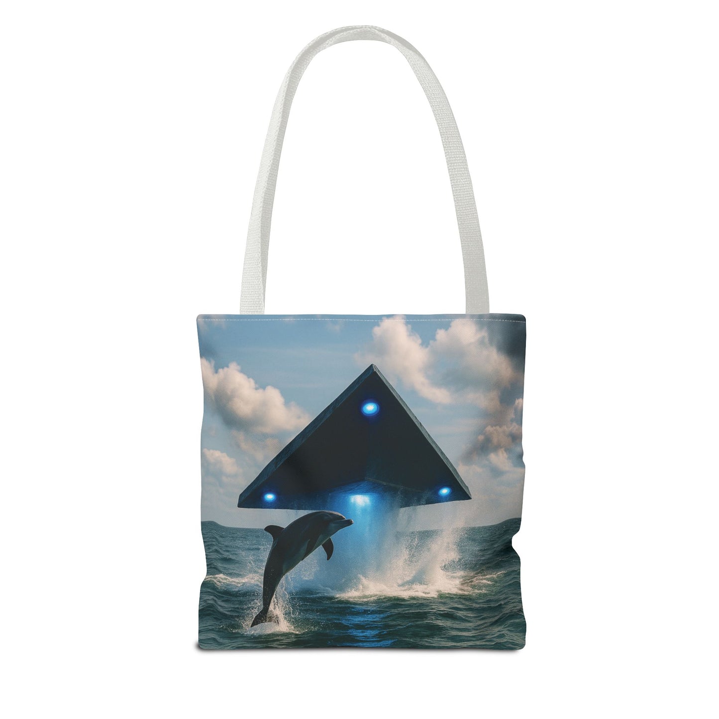 UFO and Dolphin in Ocean Tote Bag - 3 Sizes