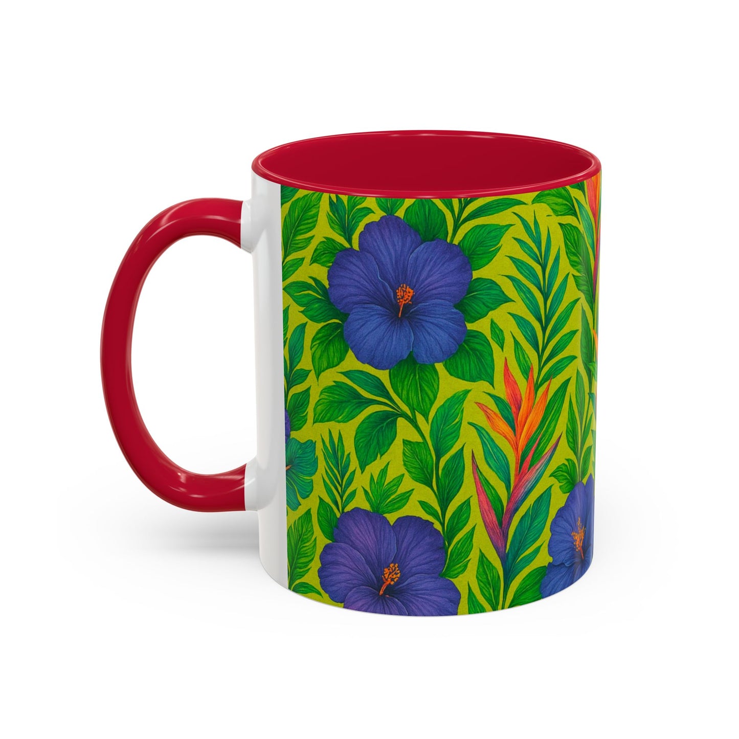 Vibrant Floral Coffee Mug - 11oz & 15oz / Midnight Flower Lime