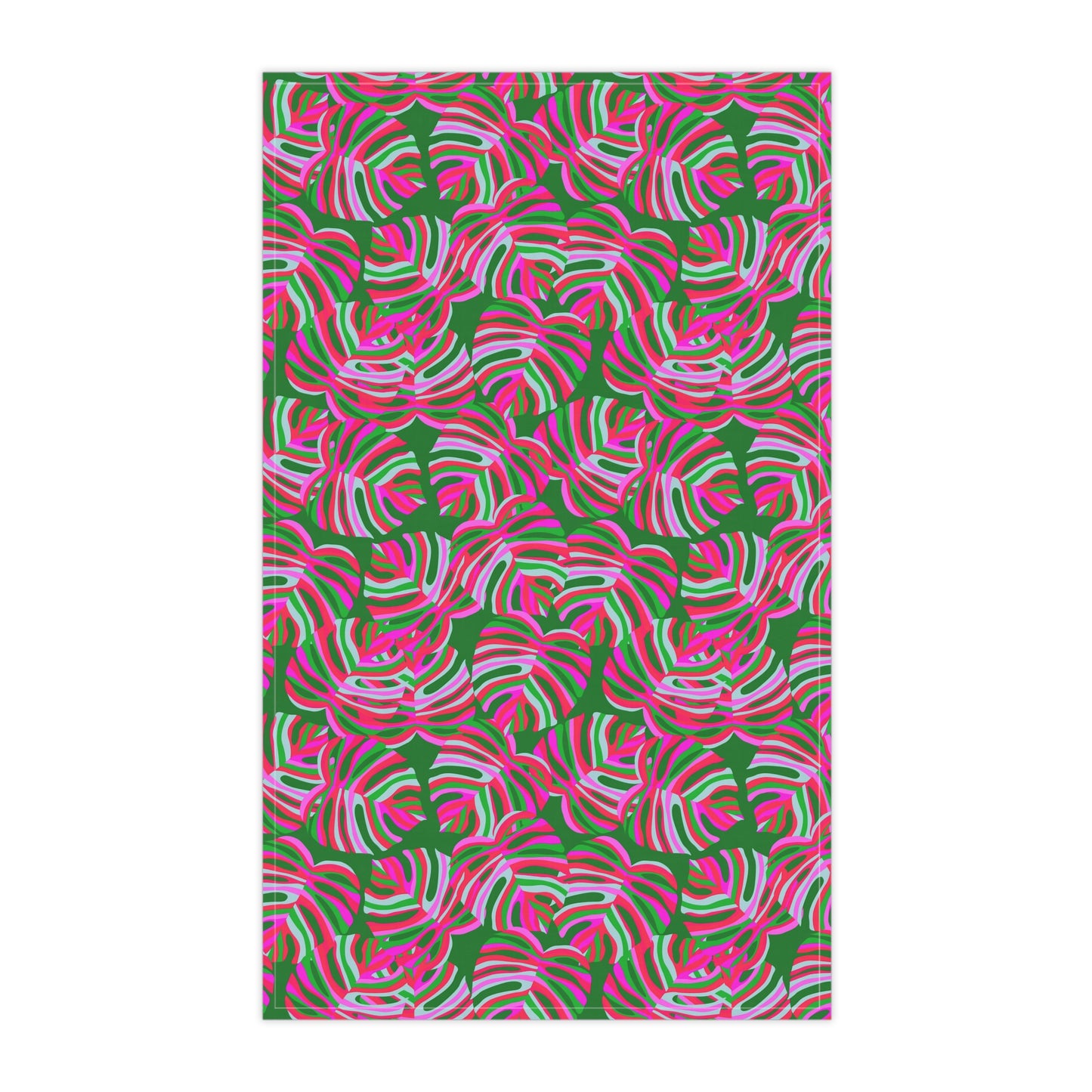 Tea Towels (cotton, poly), Monstera Pink Pop