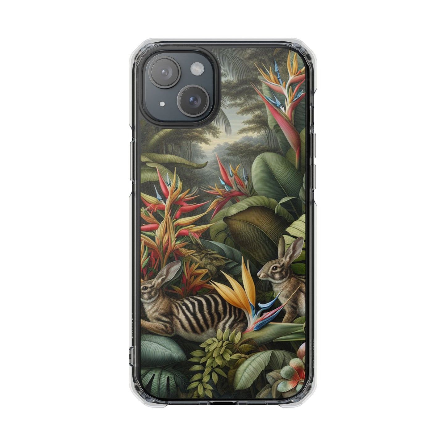 Rainforest Rabbit Outing Magnetic Clear Phone Case, Many Models