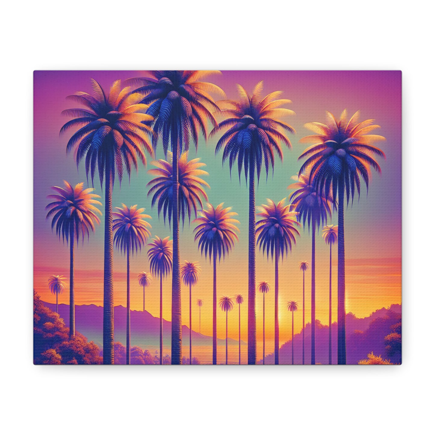 Matte Canvas, Stretched, Various Sizes / Sunset Palms