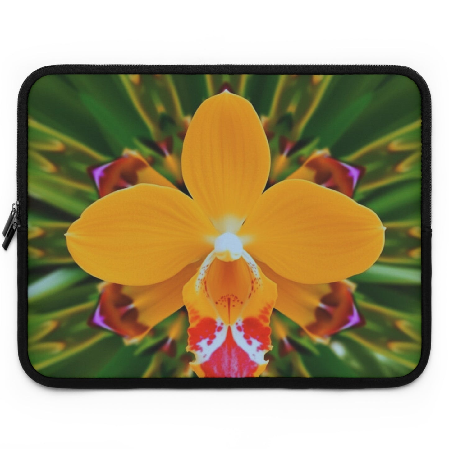 Tropical Laptop Sleeve, 5 Sizes - Perfect for Beach Lovers & Students / Kaleido Orange Orchid