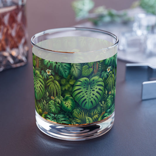 Rainforest Greenery Rocks Glass - 10oz Colorful Island Design
