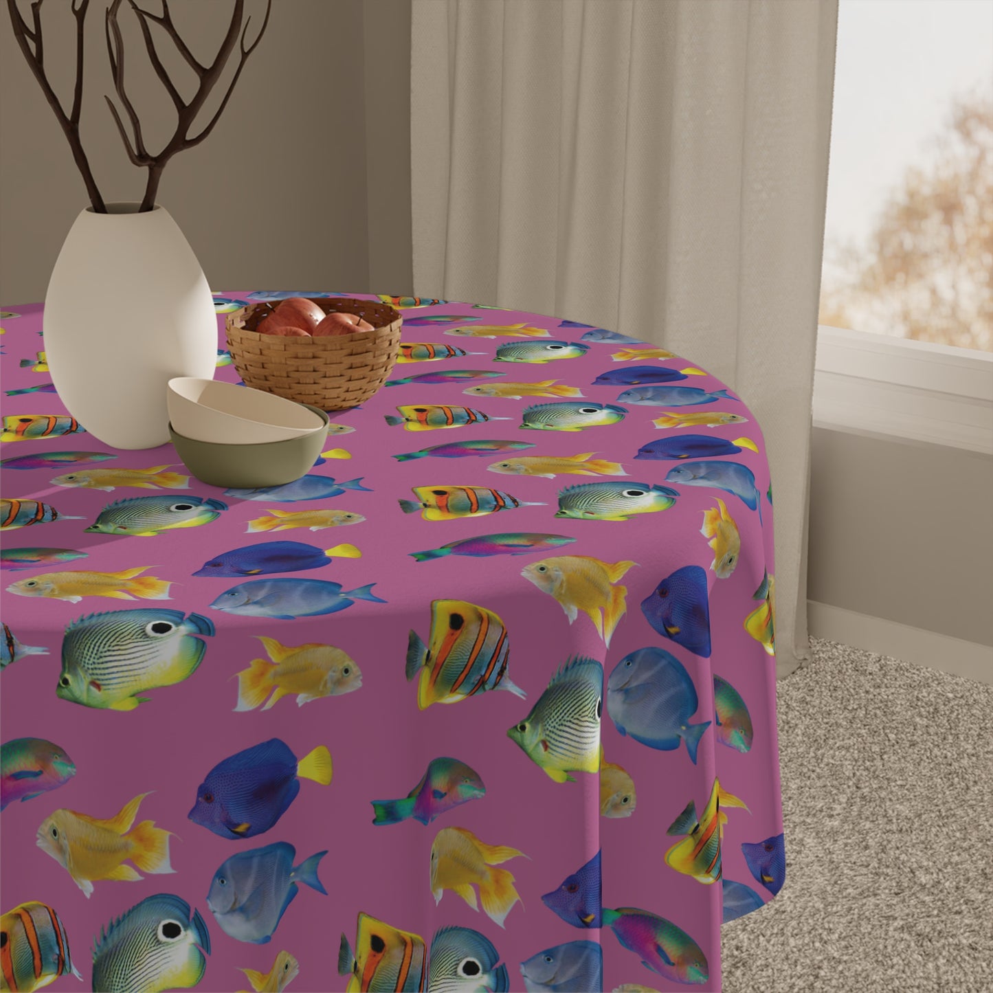 School of Fish/Lt. Pink Tablecloth, 55" x 55"