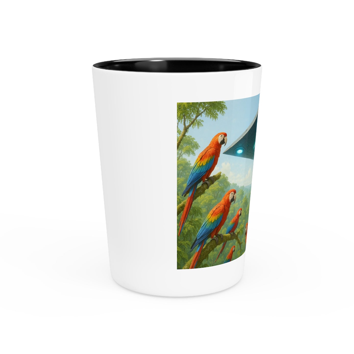 Shot Glass - UFO and Macaws
