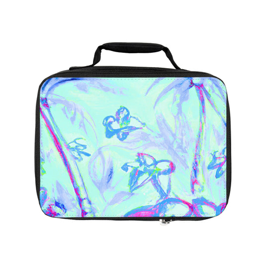 Tropical Doodles/Blue Lunch Bag - Eco-Friendly Insulated Tote, Adult and Child Lunchbox / Perfect for Picnics, Beach Outings