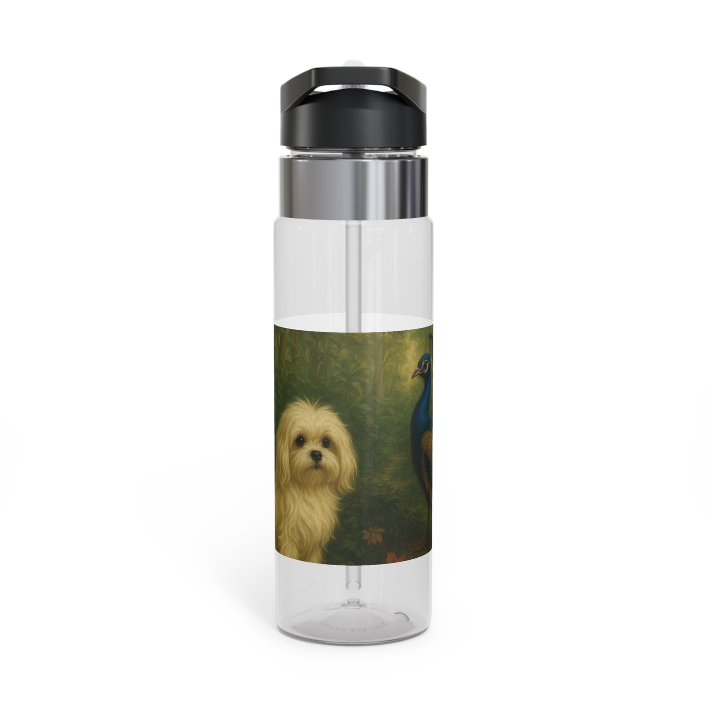 Tropical 20oz Tritan Sport Water Bottle -  Leakproof, Lightweight, BPA-Free / Puppy Ariel and Peacock