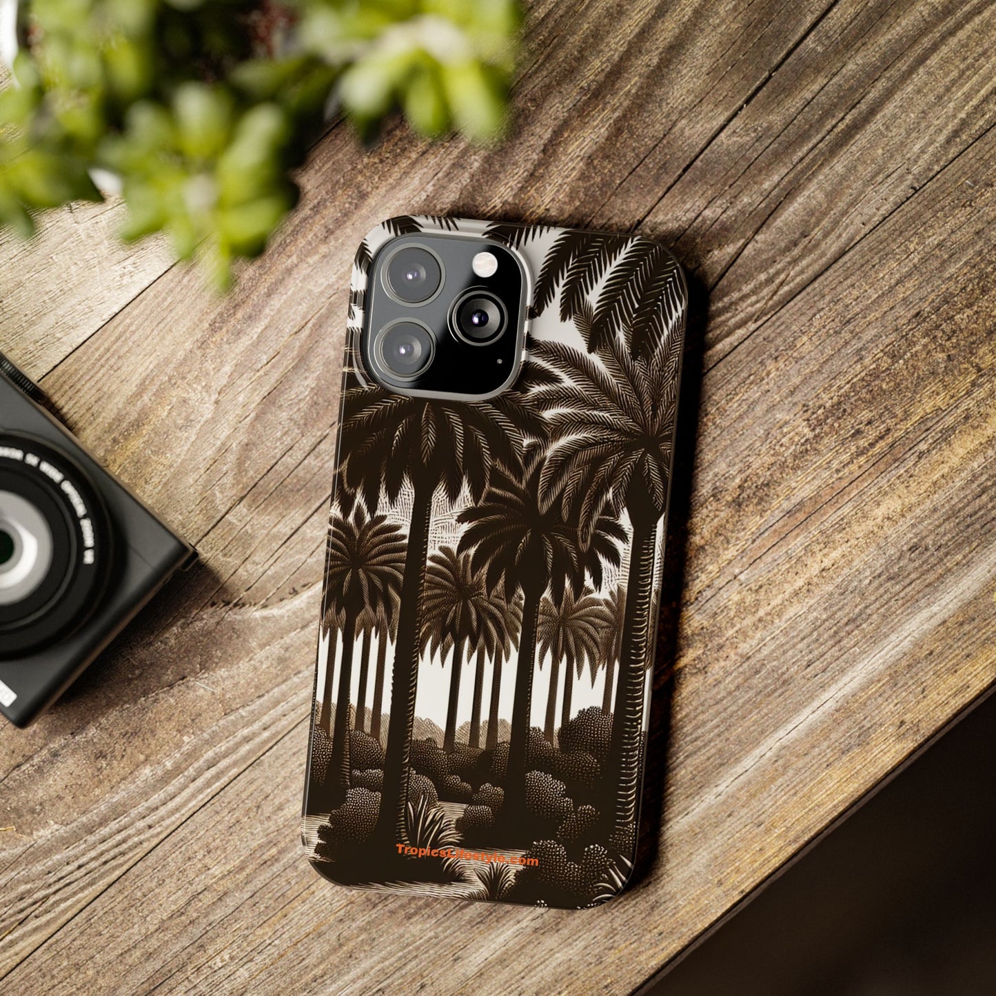 Slim Phone Cases - Woodcut Palm Grove