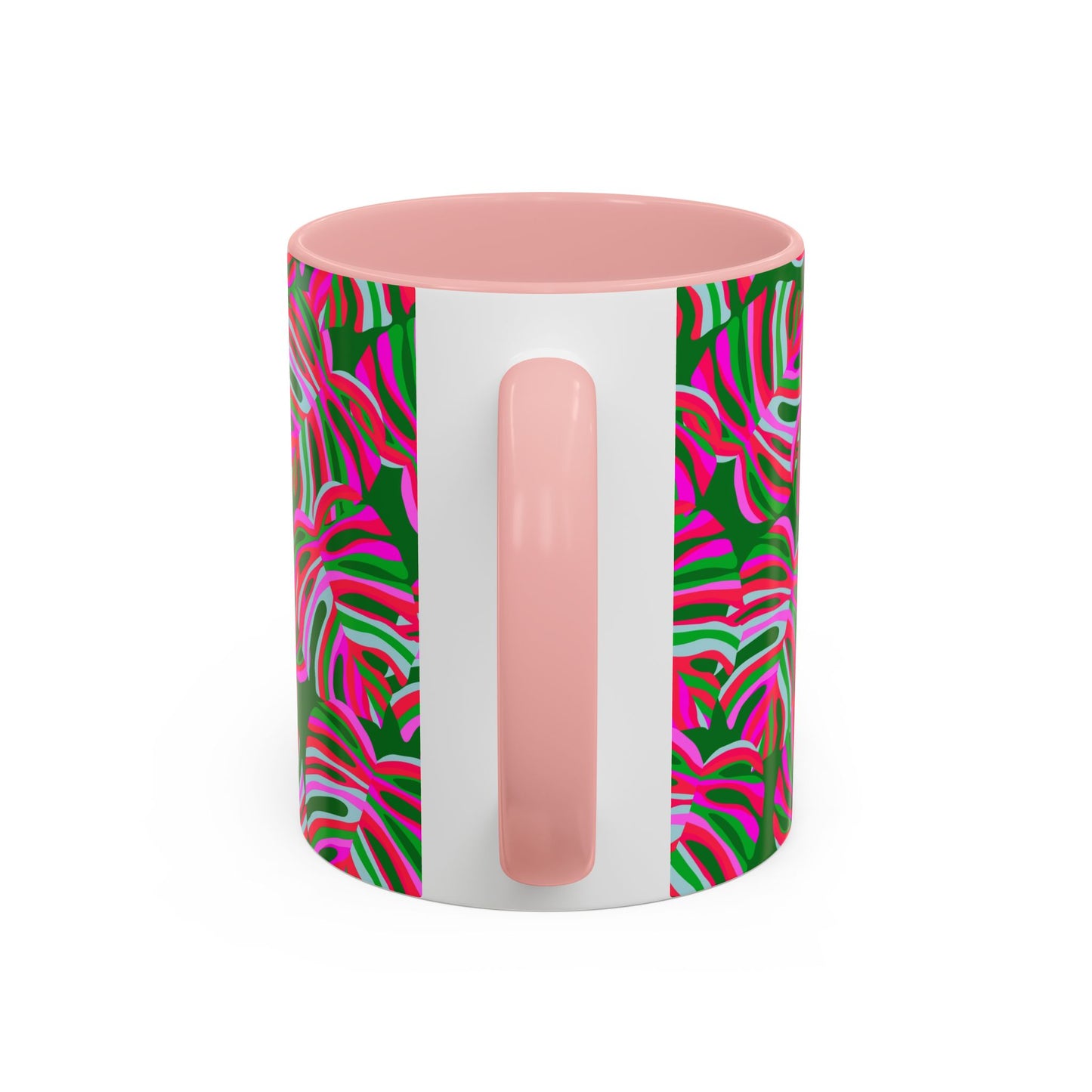 Accent Coffee Mug (11, 15oz), Monstera Pink Pop / Various Colors