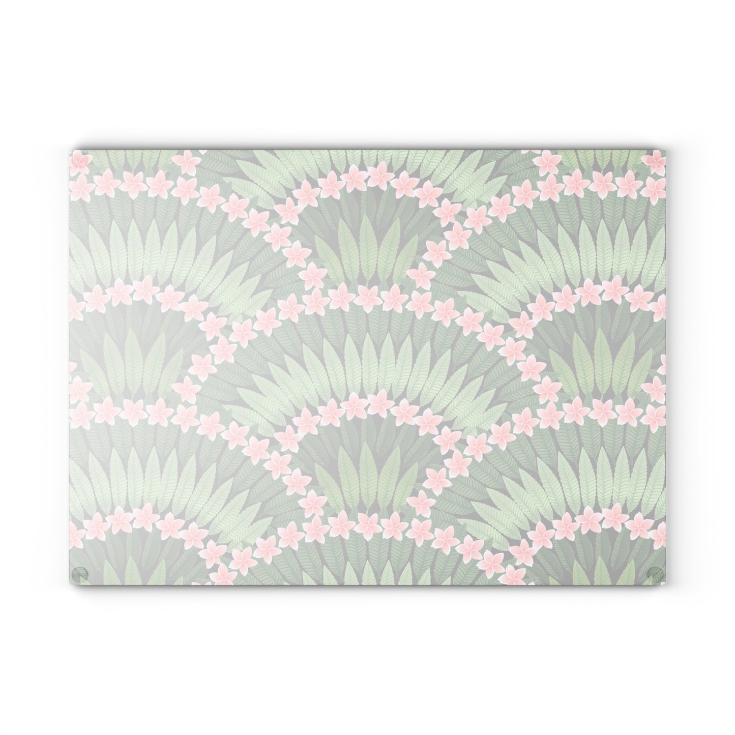 Glass Cutting Board, 2 sizes - Plumeria and Palms