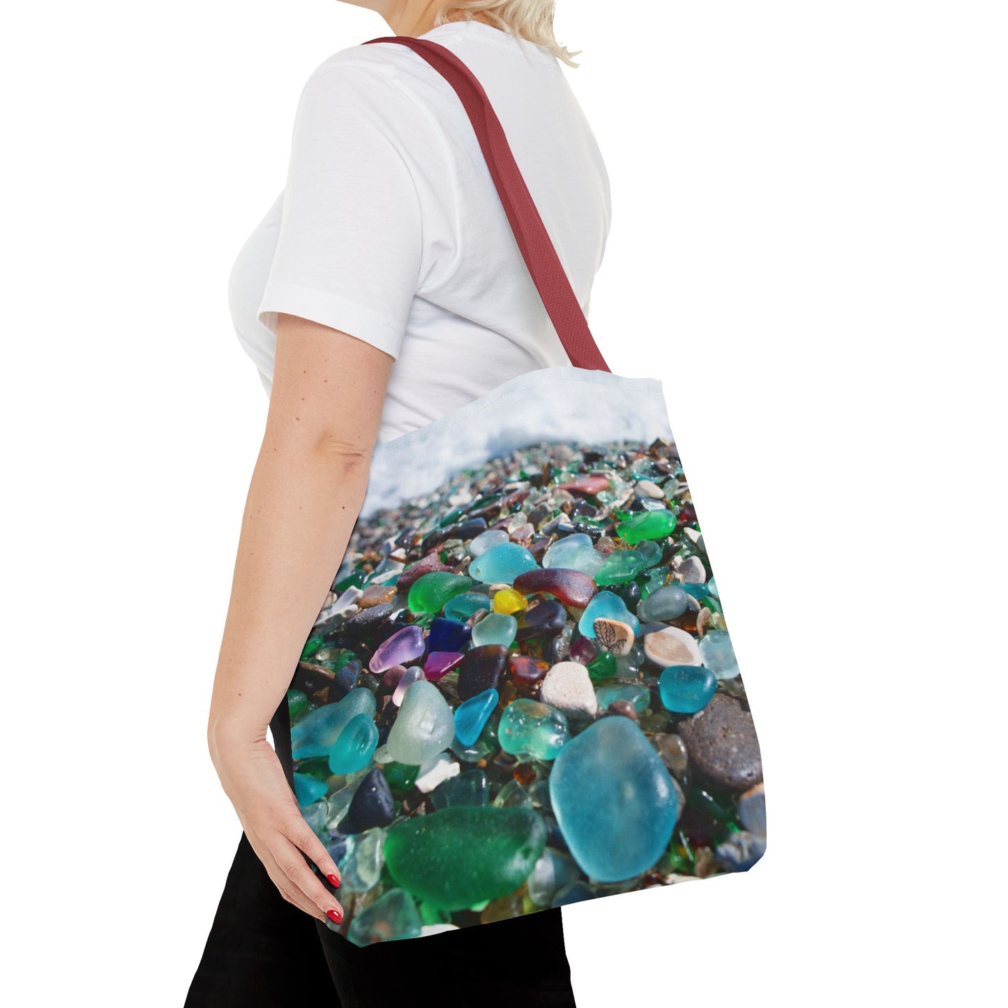 Beach Glass Tote Bag - Colorful Coastal Design, 3 Sizes